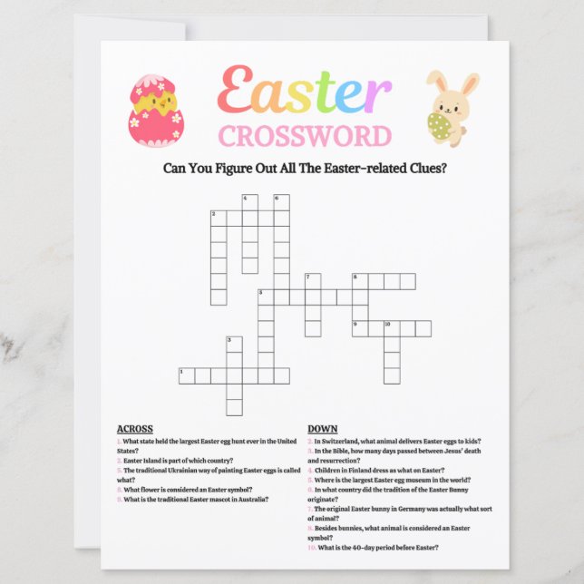 Easter Crossword Game (Front)