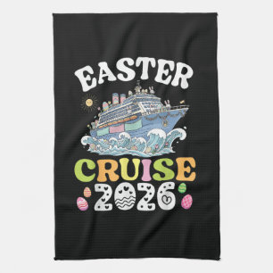 Easter Cruise 2026 Vacation Bunny Ship Spring  Tea Towel