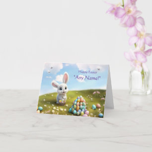Easter Custom Name Cute Easter Bunny  Card