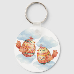 Easter cute birds key ring