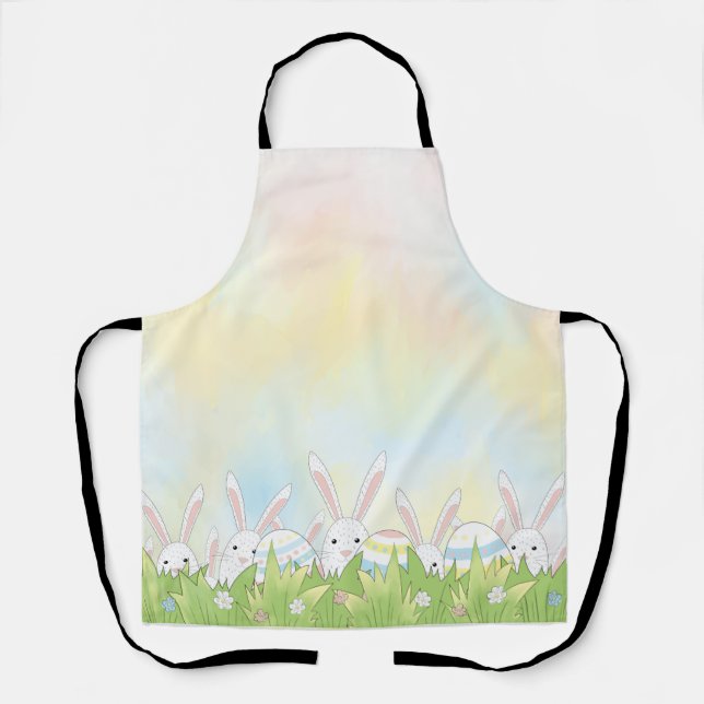 Easter cute bunny and eggs apron (Front)
