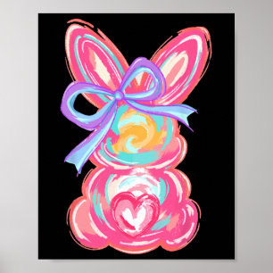 Easter Cute Bunny Coquette Bow Tie Dye Rabbit Wome Poster