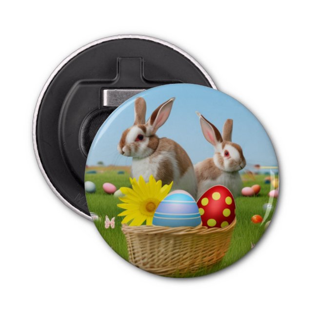 Easter Cute Bunny for a positive mood    Bottle Opener (Front)