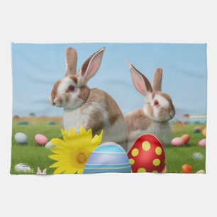 Easter Cute Bunny for a positive mood Tea Towel
