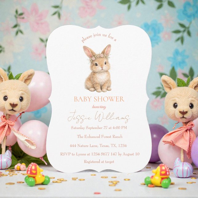 Easter Cute Bunny Rabbit Watercolor Baby Shower Invitation (Creator Uploaded)