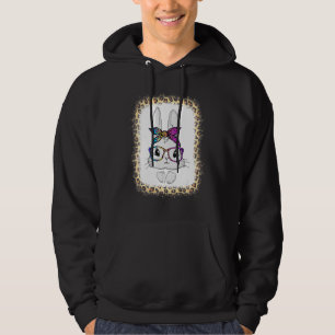 Easter  Cute Bunny Wearing Glasses Leopard Easter  Hoodie