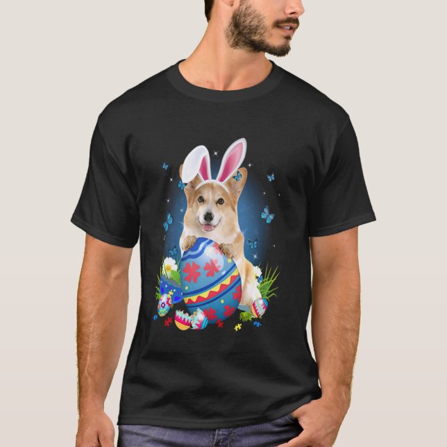 Easter Cute Corgi Dog Lover Bunny Eggs Easter T-Shirt (Front)