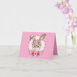 Easter Cute Floral Bunny Leopard Gift Card