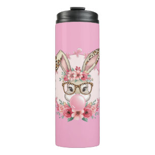 Easter Cute Floral Bunny Leopard Gift Thermal Tumbler