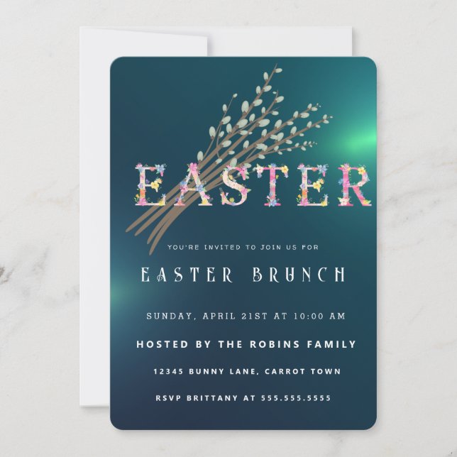  Easter Cute Flowers Invitation (Front)