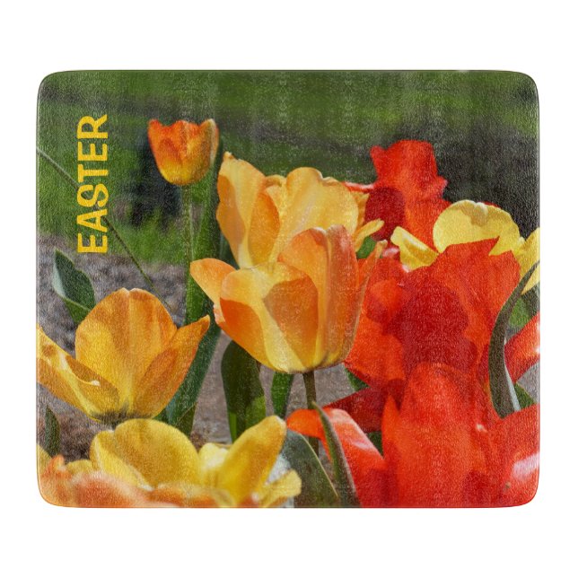 EASTER cutting boards Tulip Flowers Kitchen gifts (Front)