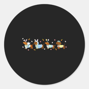 Easter dachshund bunny eggs for teens boys girls classic round sticker