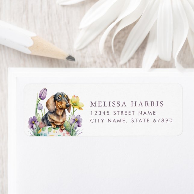 Easter Dachshund Return Address Labels (Insitu)