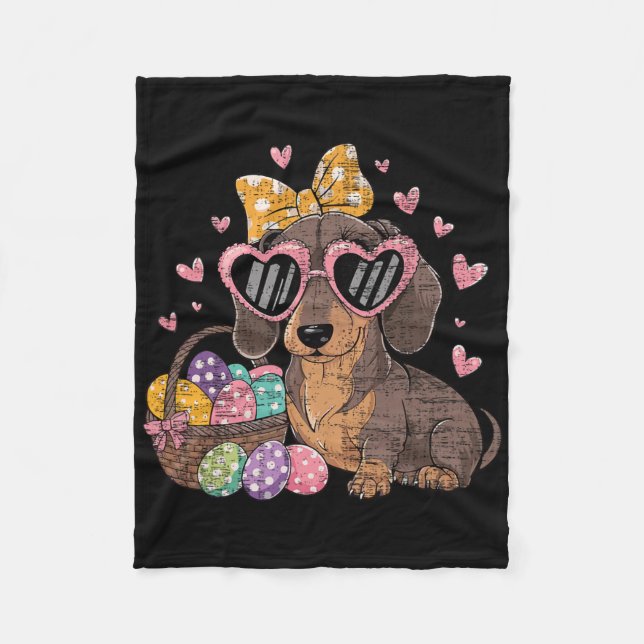 Easter Dachshunds Cute Dachshund _1  Fleece Blanket (Front)