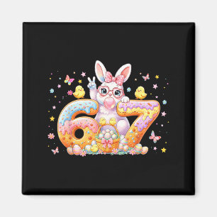 Easter Day 67 Cute Rabbit Bunny Six Seven Meme Bow Magnet