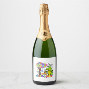 Easter Day Alligator Eggs Bunny Ear Men Women Kid Sparkling Wine Label