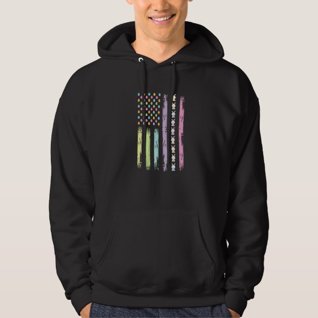 Easter Day American Eggs Flag  Easter Bunnies Egg  Hoodie (Front)