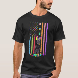 Easter Day American Eggs Flag Flat Coated Retrieve T-Shirt