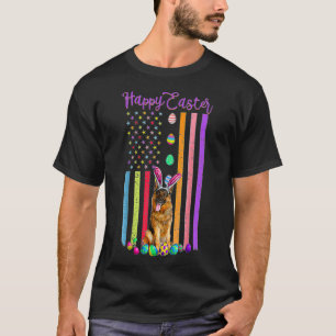 Easter Day American Eggs Flag German Shepherd Dog  T-Shirt