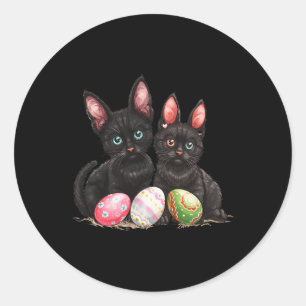 Easter Day Black Cat Easter Black Cat Easter Egg 1 Classic Round Sticker