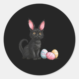 Easter Day Black Cat Easter Black Cat Easter Egg Classic Round Sticker