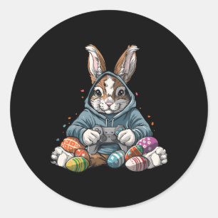 Easter Day Bunny Egg Funny Boys Girls Kids Gamer 5 Classic Round Sticker