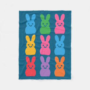 Easter Day Bunny Eggs Plaid Design Fleece Blanket