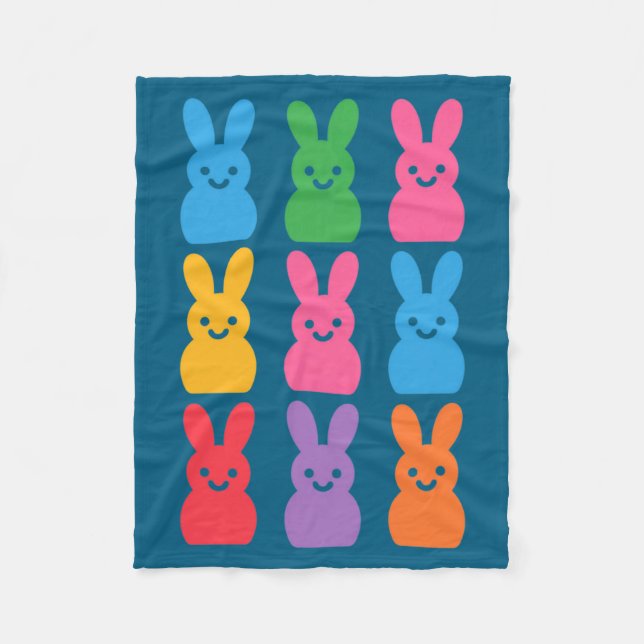 Easter Day Bunny Eggs Plaid Design Fleece Blanket (Front)