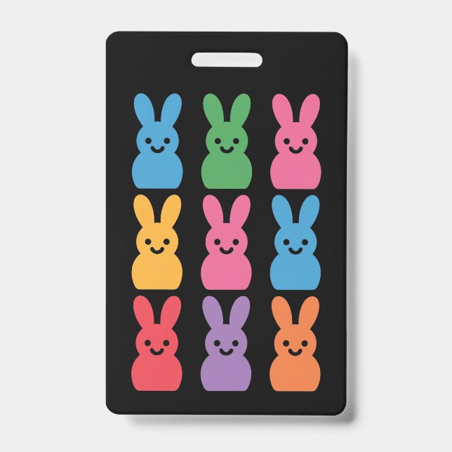 Easter Day Bunny Eggs Plaid Leopard ID Badge (Front)