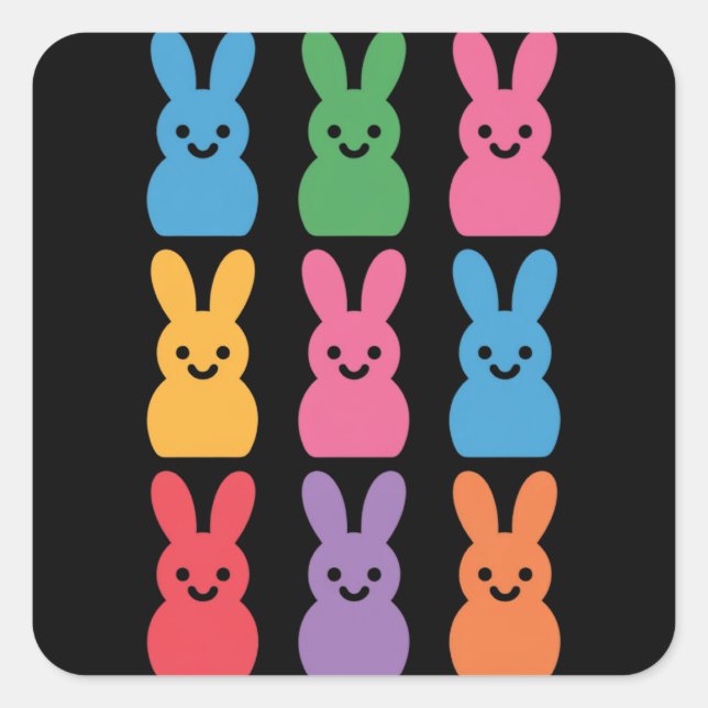 Easter Day Bunny Eggs Plaid Leopard Square Sticker (Front)