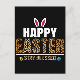 Easter Day Bunny Eggs Plaid Leopard T-Shirt  Holiday Postcard
