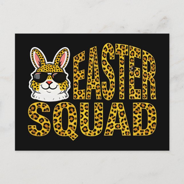 Easter Day Bunny Eggs Plaid Leopard T-Shirt  Postcard (Front)