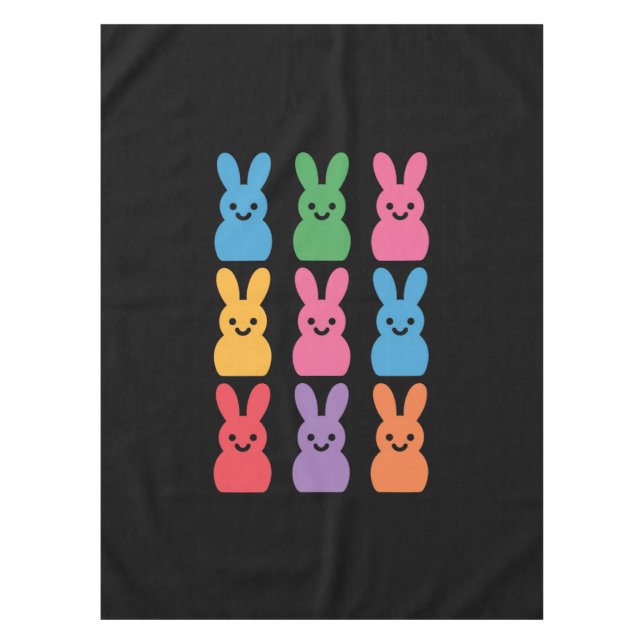 Easter Day Bunny Eggs Plaid Leopard Tablecloth (Front)