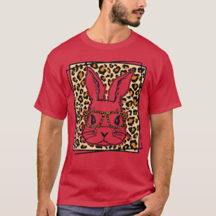 Easter Day Bunny Face Leopard Glasses T-Shirt