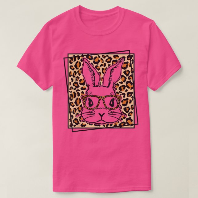 Easter Day Bunny Face Leopard Glasses  T-Shirt (Design Front)