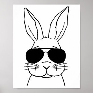 Easter Day Bunny Face Sungles Men Boys Kids Easter Poster