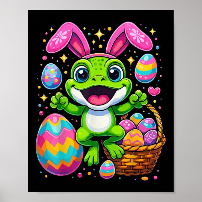 Easter Day Bunny Frog Funny Easter Frog  Poster (Front)