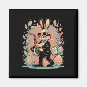 Easter Day Bunny Jazz Saxophone Magnet