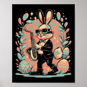 Easter Day Bunny Jazz Saxophone Poster