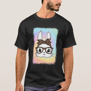 Easter Day Bunny Leopard Glasses Bandanna Tie Dye T-Shirt