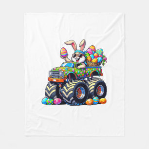 Easter Day Bunny Monster Truck Eggs Cool Rabbit T- Fleece Blanket