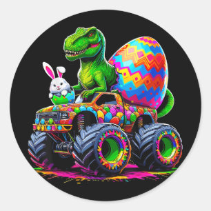 Easter Day Bunny Monster Truck Eggs Dinosaur Rabbi Classic Round Sticker