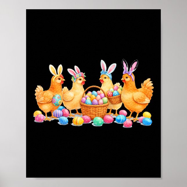 Easter Day Bunny Rabbit Chicken Lover Chicken Mum  Poster (Front)