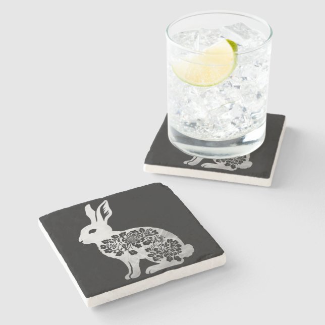 Easter Day Bunny Rabbit Stone Coaster (Side)