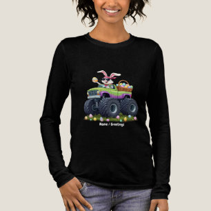 Easter Day Bunny Riding Monster Truck Eggs Kids Tri-Blend Shirt