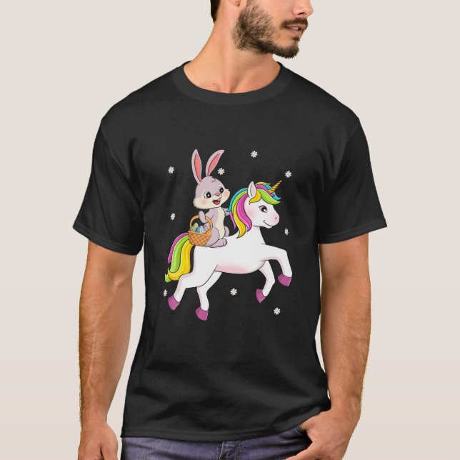 Easter Day Bunny Riding Unicorn Girls Toddler East T-Shirt (Front)