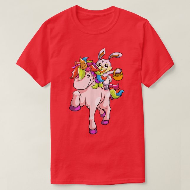 Easter Day Bunny Riding Unicorn Girls Toddler East T-Shirt (Design Front)