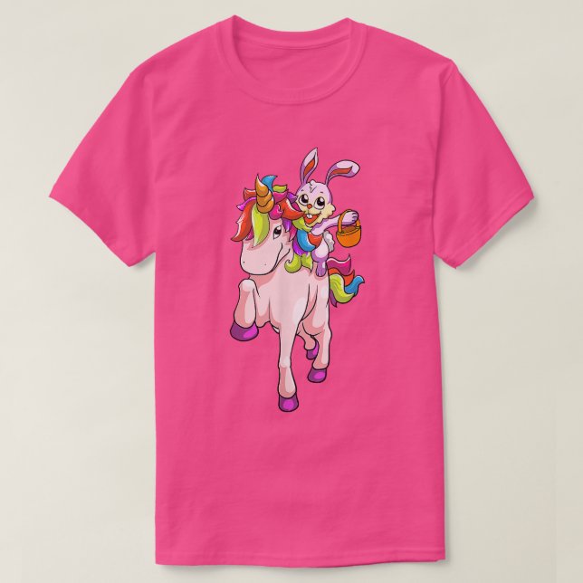 Easter Day Bunny Riding Unicorn Girls Toddler East T-Shirt (Design Front)