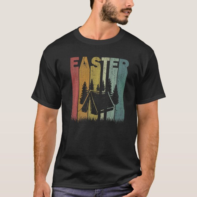 Easter Day Camping Retro Graphic Funny Easter Cost T-Shirt (Front)