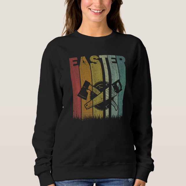 Easter Day Carpenter Retro Graphic Funny Easter Co Sweatshirt (Front)